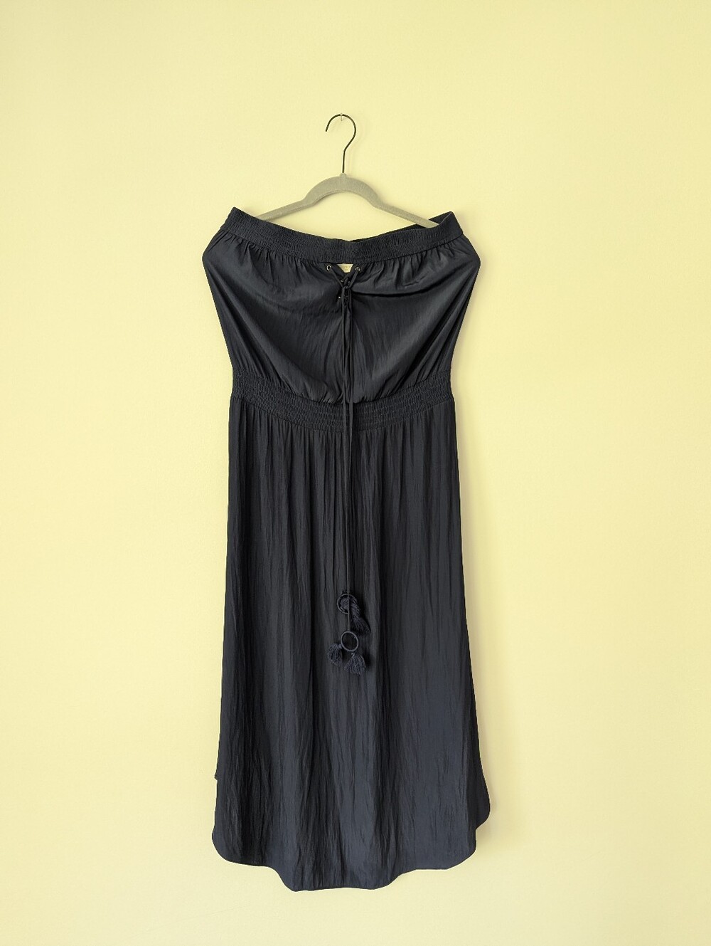 Ramy Brook Stephanie Strapless A-Line Waist Dress Lightweight Tie Navy Blue